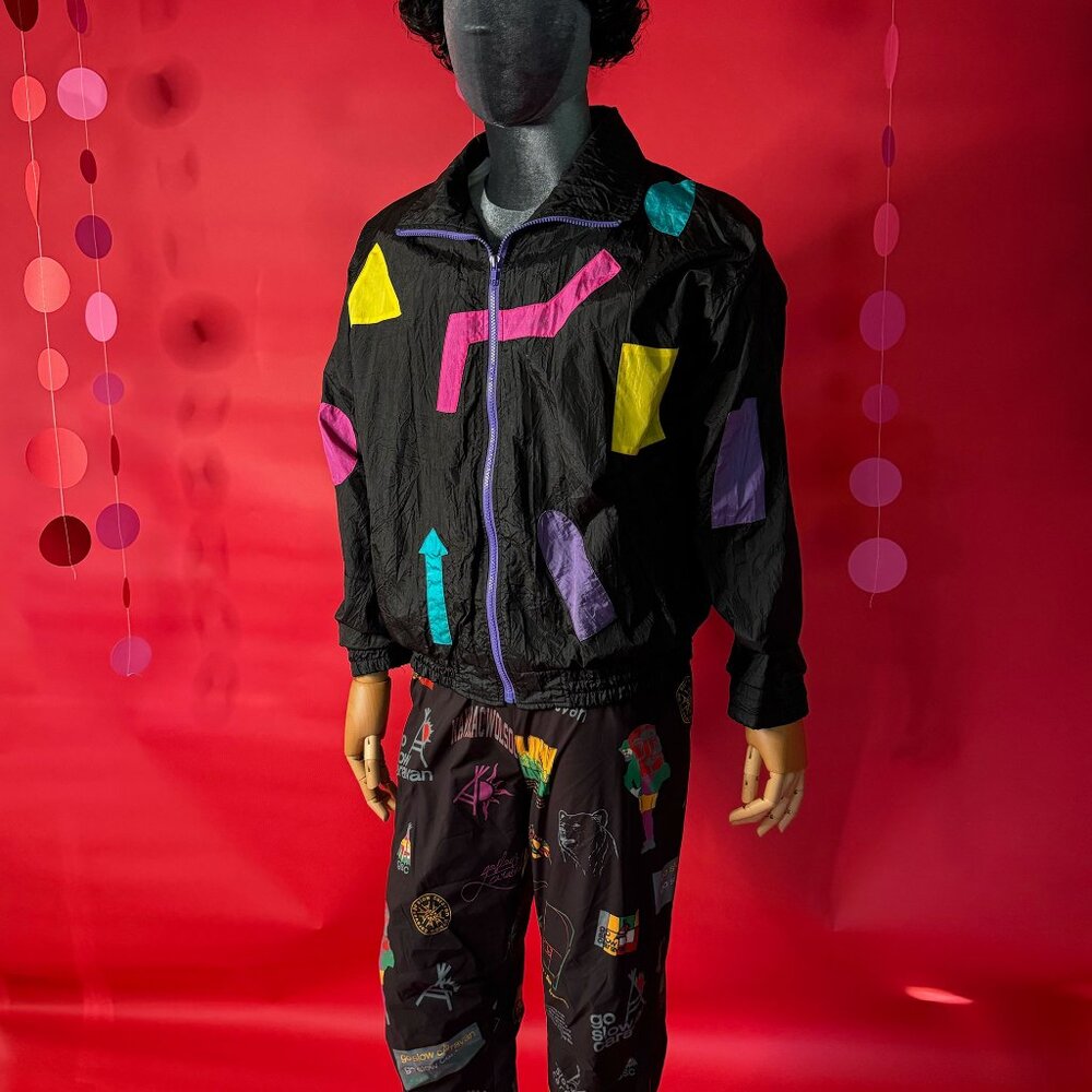 Retro Street Style Set – Vintage Geometric Sport Jacket + Go Slow Caravan Hiking
